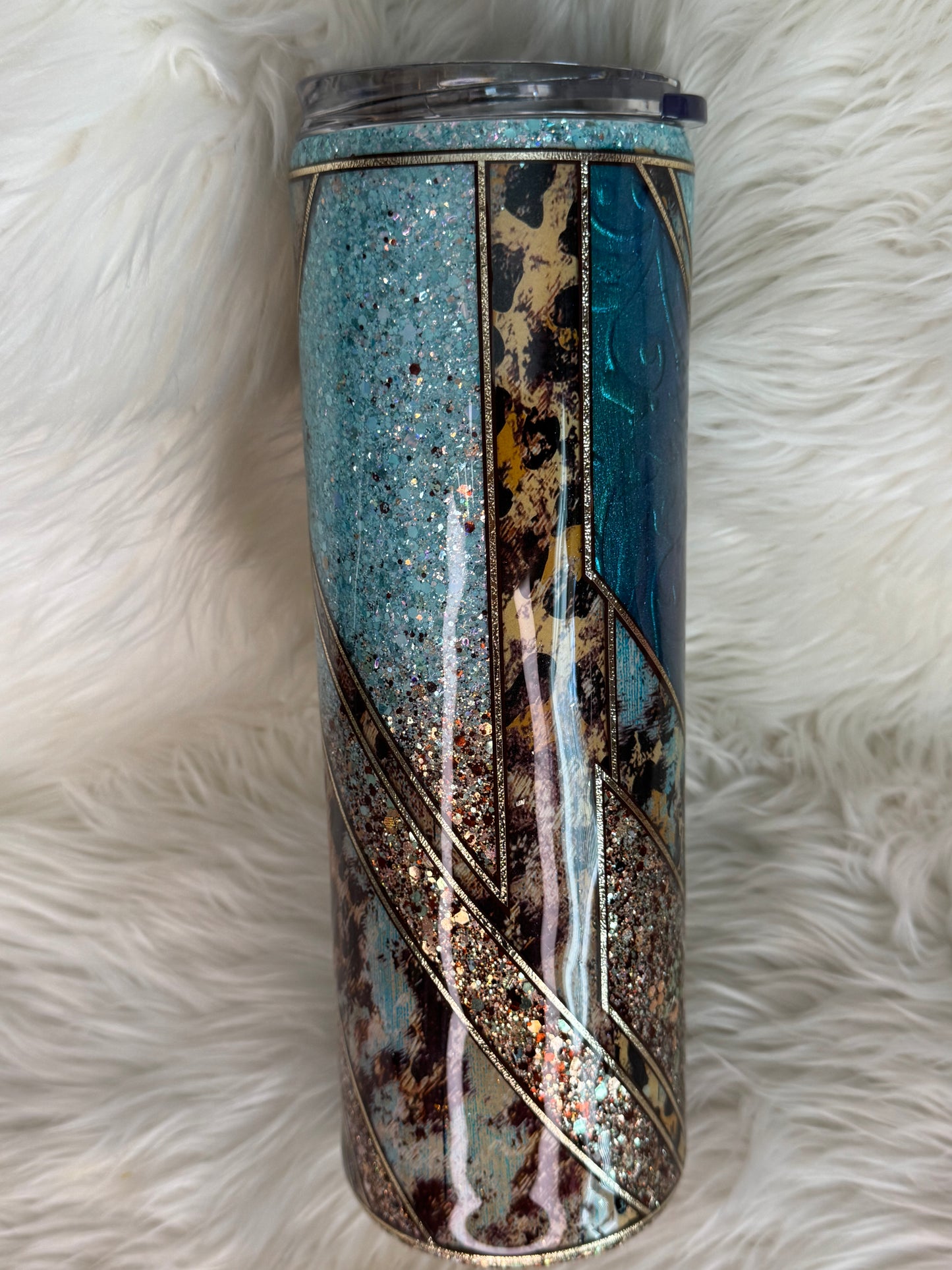 30oz leopard glitter tumbler