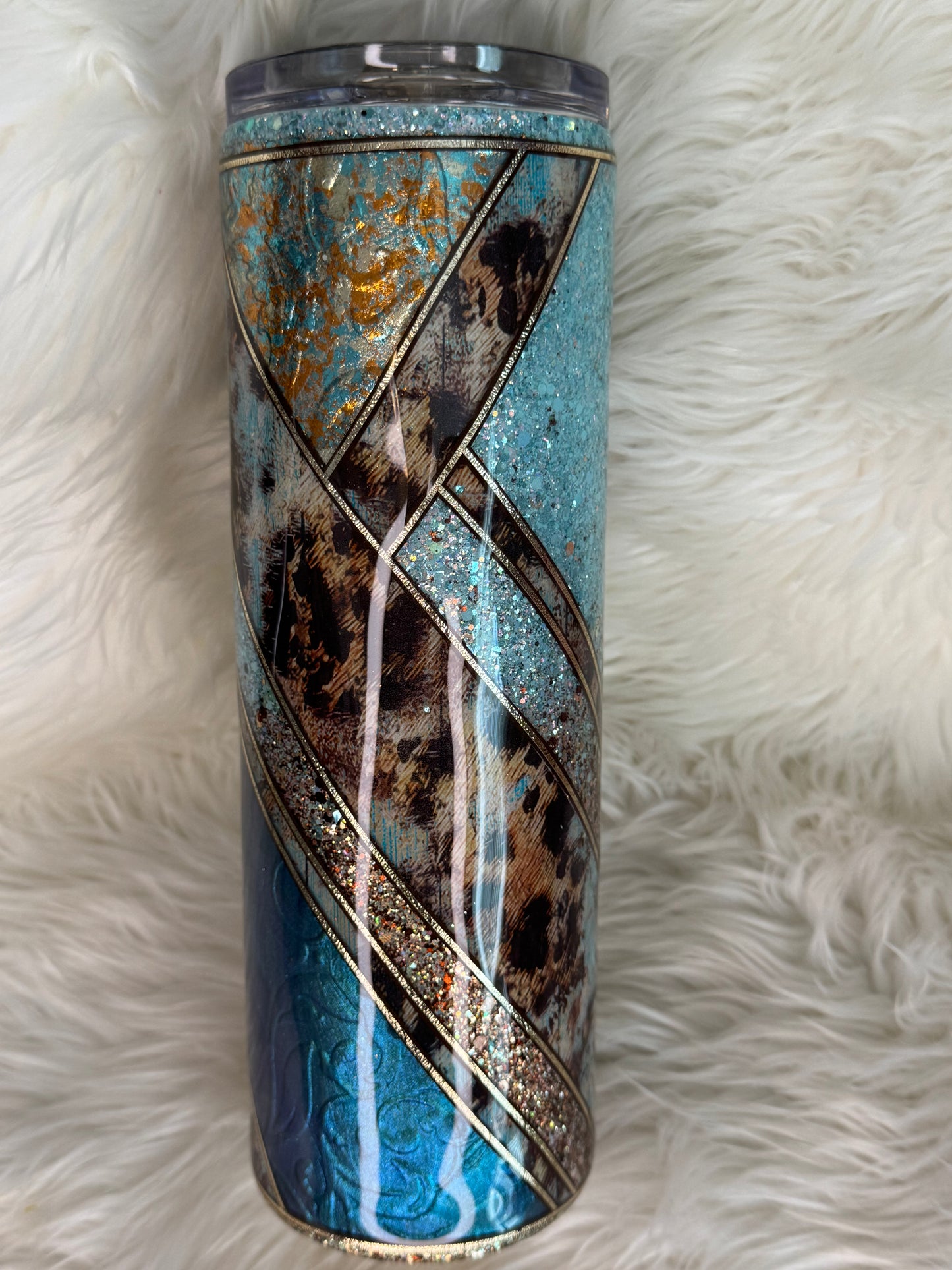 30oz leopard glitter tumbler