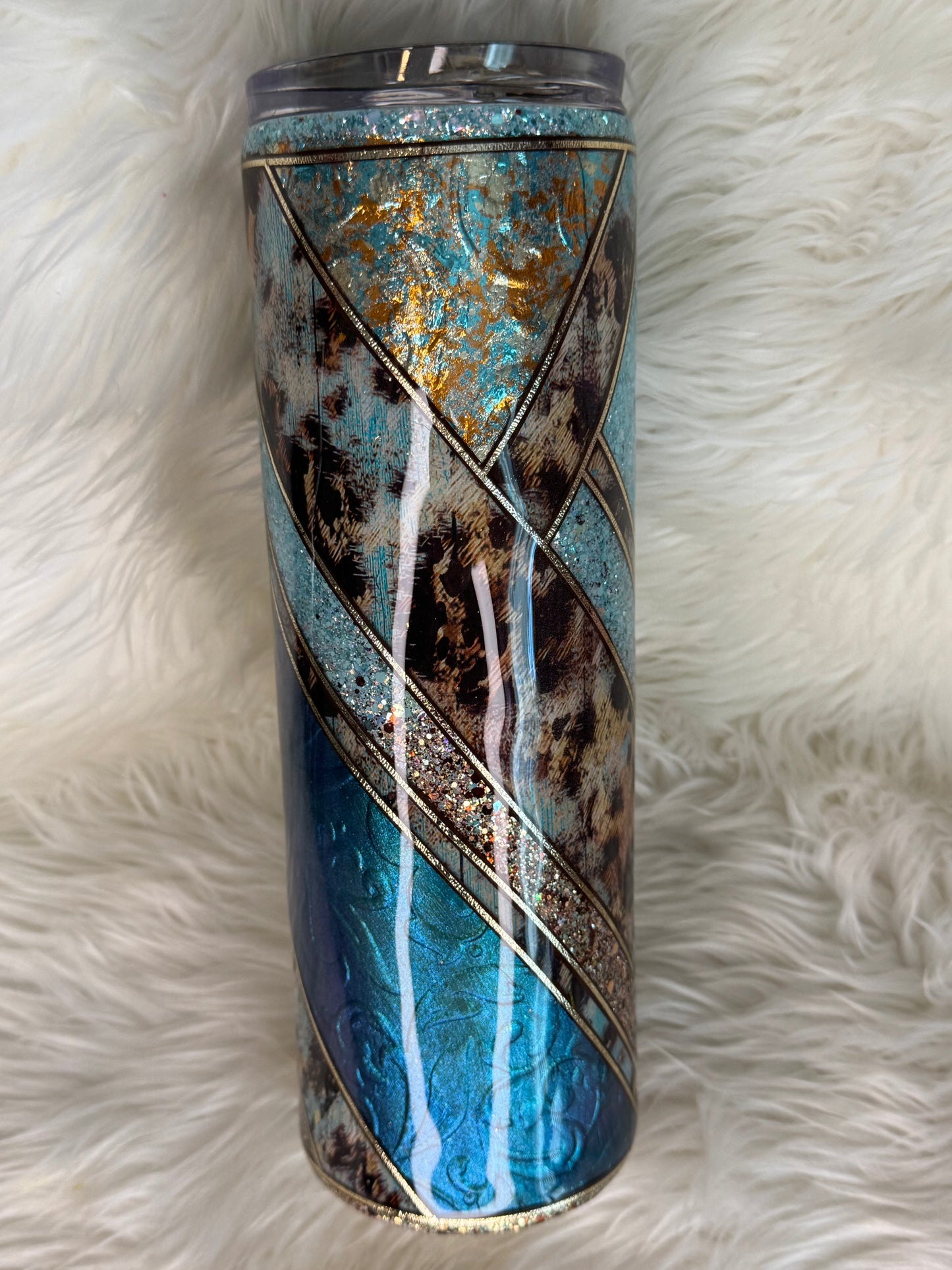 30oz leopard glitter tumbler