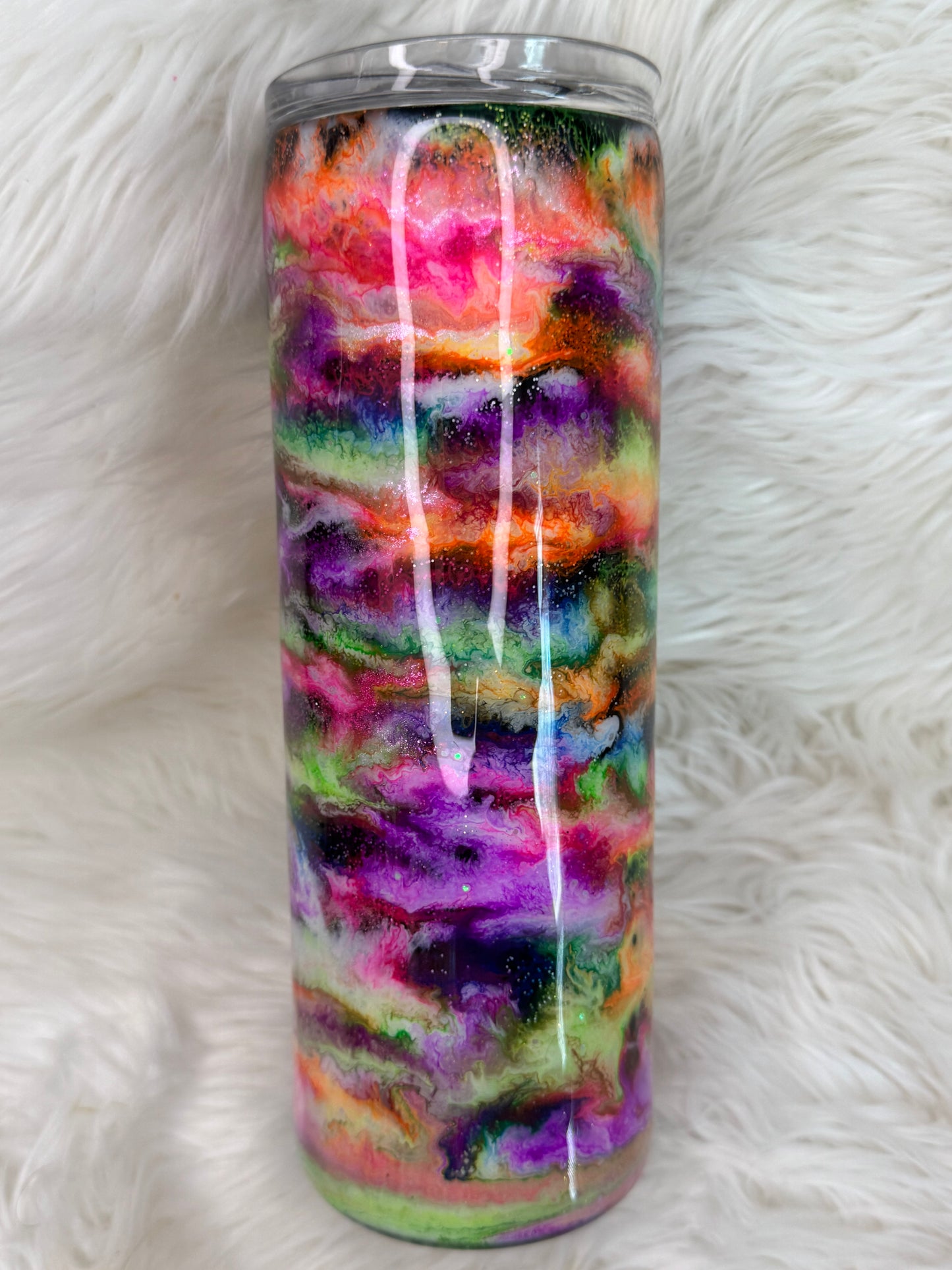 Neon glittered ink tumbler