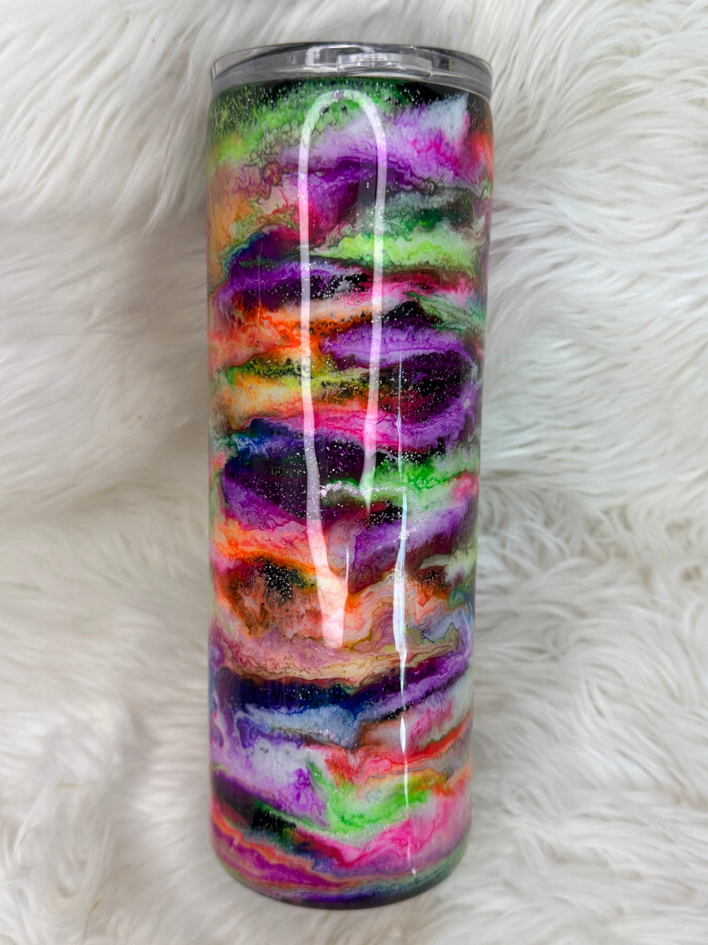 Neon glittered ink tumbler