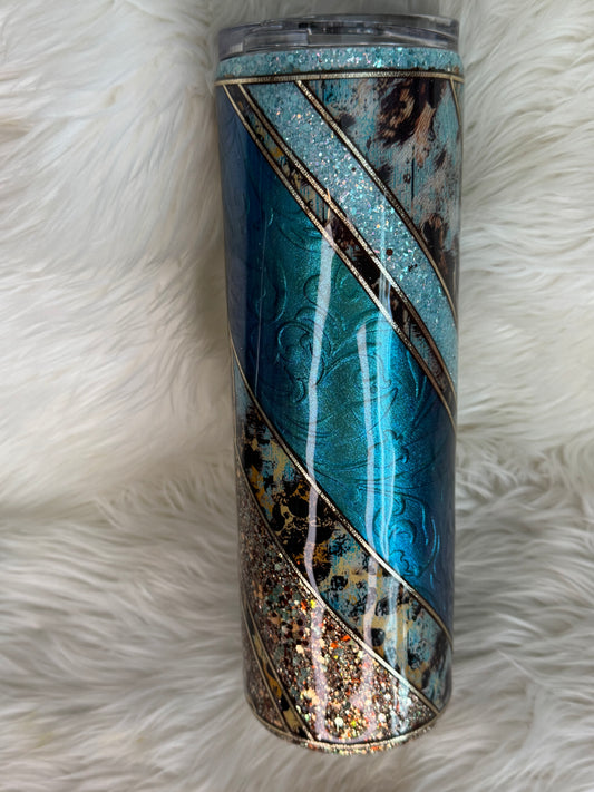 30oz leopard glitter tumbler
