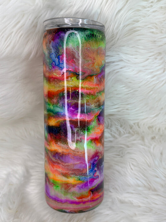 Neon glittered ink tumbler