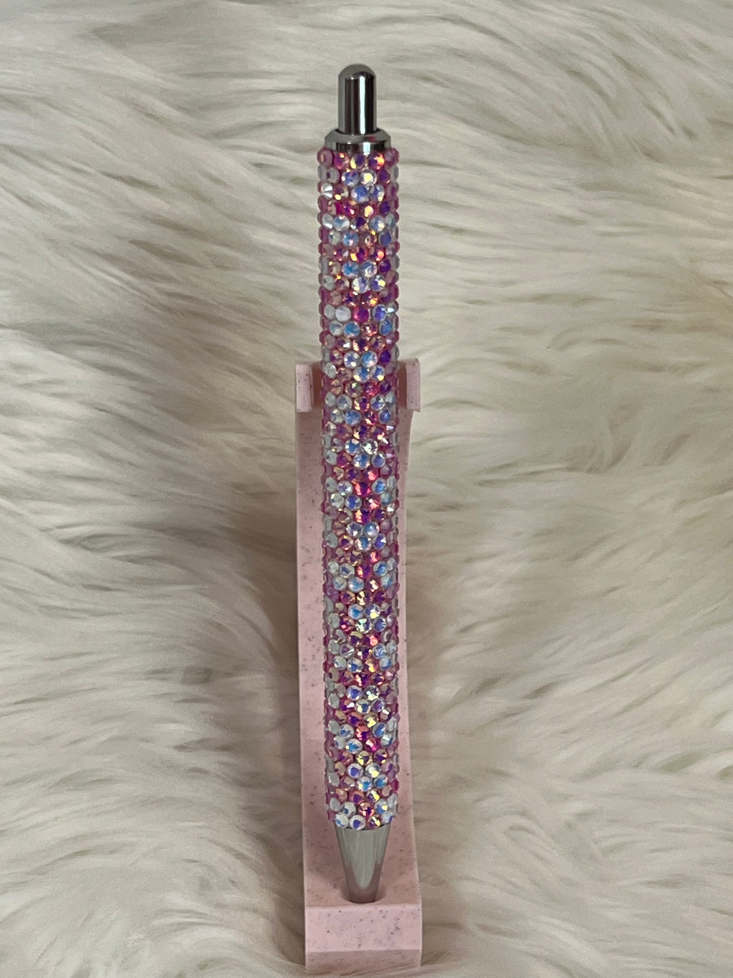 Light pink/white opal Gris rhinestone pen