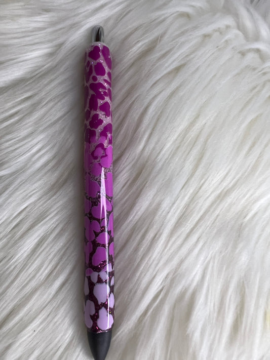 Burgundy/pink leopard print gel pen