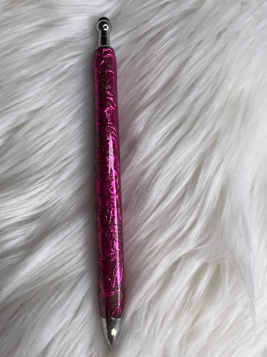 Pink foil flake gel pen