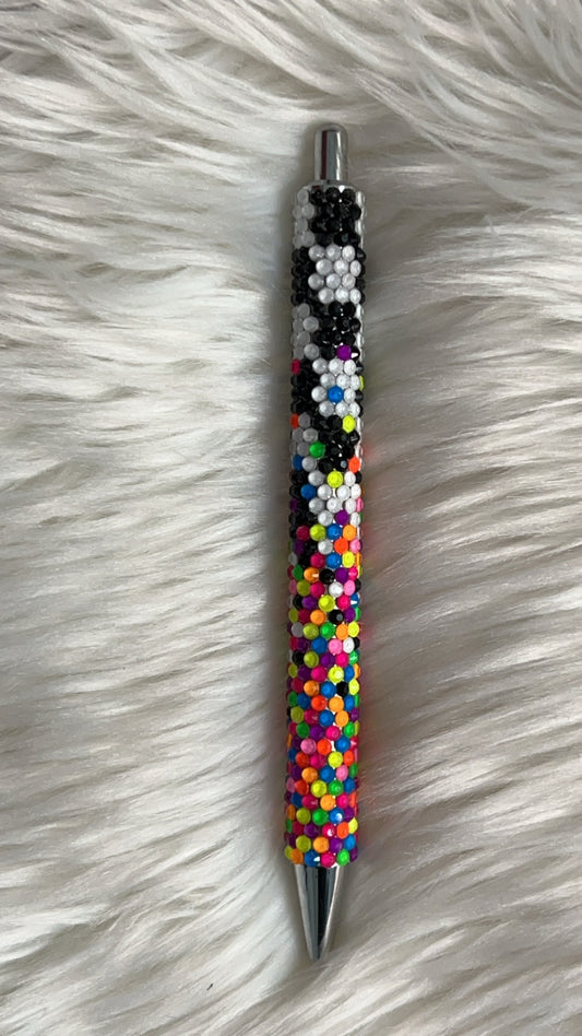 Neon scatter/block rhinestone gel pen